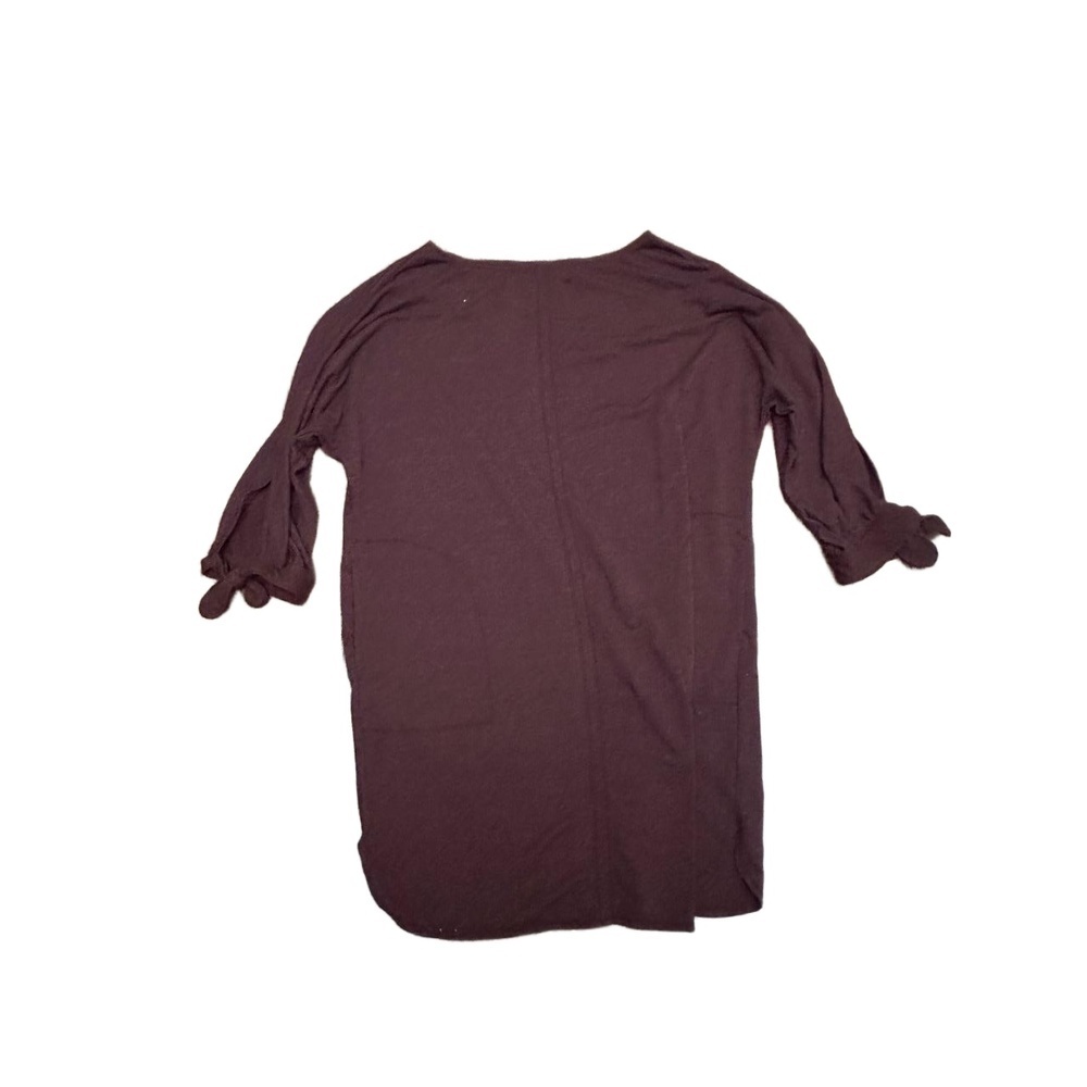 MAX STUDIO Blouse Womens Size XL Dark Maroon Ruffled Cuff Knotted Cozy Chic